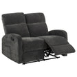 Tampa Furniture Outlet - Coaster - Hamilton Chenille Manual Reclining Loveseat Charcoal Grey - 603375