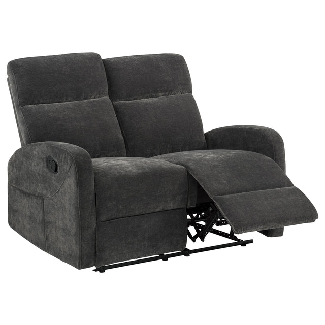 Tampa Furniture Outlet - Coaster - Hamilton Chenille Manual Reclining Loveseat Charcoal Grey - 603375