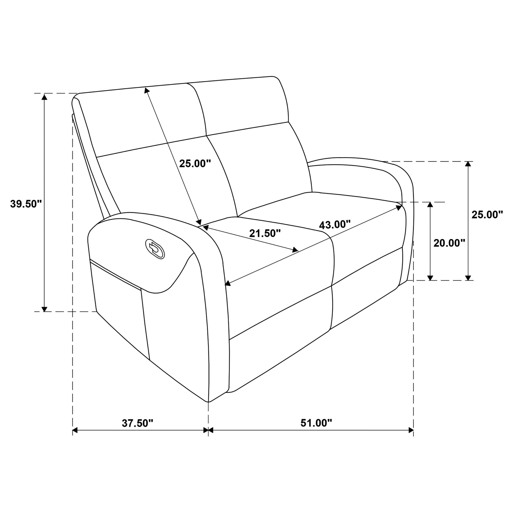 Hamilton Chenille Manual Reclining Loveseat Charcoal Grey