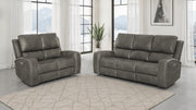 Tampa Furniture Outlet - Coaster - Brickston 2-piece Triple Power Reclining Sofa Set Charcoal - 603431PPP-S2
