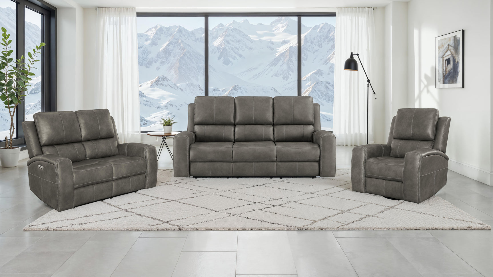 Tampa Furniture Outlet - Coaster - Brickston 3-piece Triple Power Reclining Sofa Set Charcoal - 603431PPP-S3