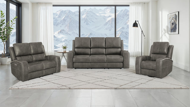 Tampa Furniture Outlet - Coaster - Brickston 3-piece Triple Power Reclining Sofa Set Charcoal - 603431PPP-S3