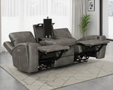 Tampa Furniture Outlet - Coaster - Brickston Triple Power Reclining Sofa Charcoal - 603431PPP