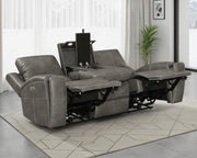Tampa Furniture Outlet - Coaster - Brickston Triple Power Reclining Sofa Charcoal - 603431PPP