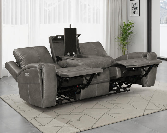 Tampa Furniture Outlet - Coaster - Brickston Triple Power Reclining Sofa Charcoal - 603431PPP