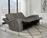 Tampa Furniture Outlet - Coaster - Brickston Triple Power Reclining Loveseat Charcoal - 603432PPP