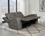 Tampa Furniture Outlet - Coaster - Brickston Triple Power Reclining Loveseat Charcoal - 603432PPP
