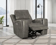 Tampa Furniture Outlet - Coaster - Brickston Triple Power Swivel Glider Recliner Charcoal - 603433PPP