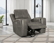 Tampa Furniture Outlet - Coaster - Brickston Triple Power Swivel Glider Recliner Charcoal - 603433PPP