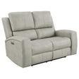 Tampa Furniture Outlet - Coaster - Brickston Triple Power Reclining Loveseat Grey - 603435PPP