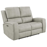 Tampa Furniture Outlet - Coaster - Brickston Triple Power Reclining Loveseat Grey - 603435PPP
