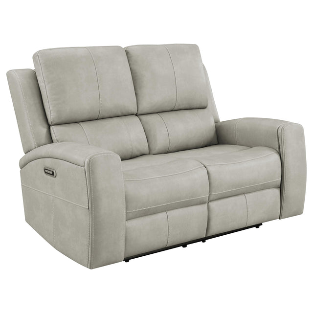Tampa Furniture Outlet - Coaster - Brickston Triple Power Reclining Loveseat Grey - 603435PPP