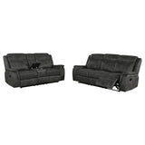 Lawrence 2-piece Upholstered Reclining Sofa Set Charcoal - Tampa Furniture Outlet