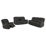 Lawrence 3-piece Upholstered Reclining Sofa Set Charcoal - Tampa Furniture Outlet