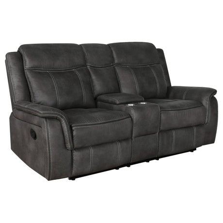 Tampa Furniture Outlet - Coaster - Lawrence Upholstered Padded Arm Reclining Loveseat Charcoal - 603505