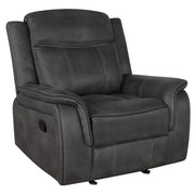 Tampa Furniture Outlet - Coaster - Lawrence Upholstered Padded Arm Glider Recliner Charcoal - 603506