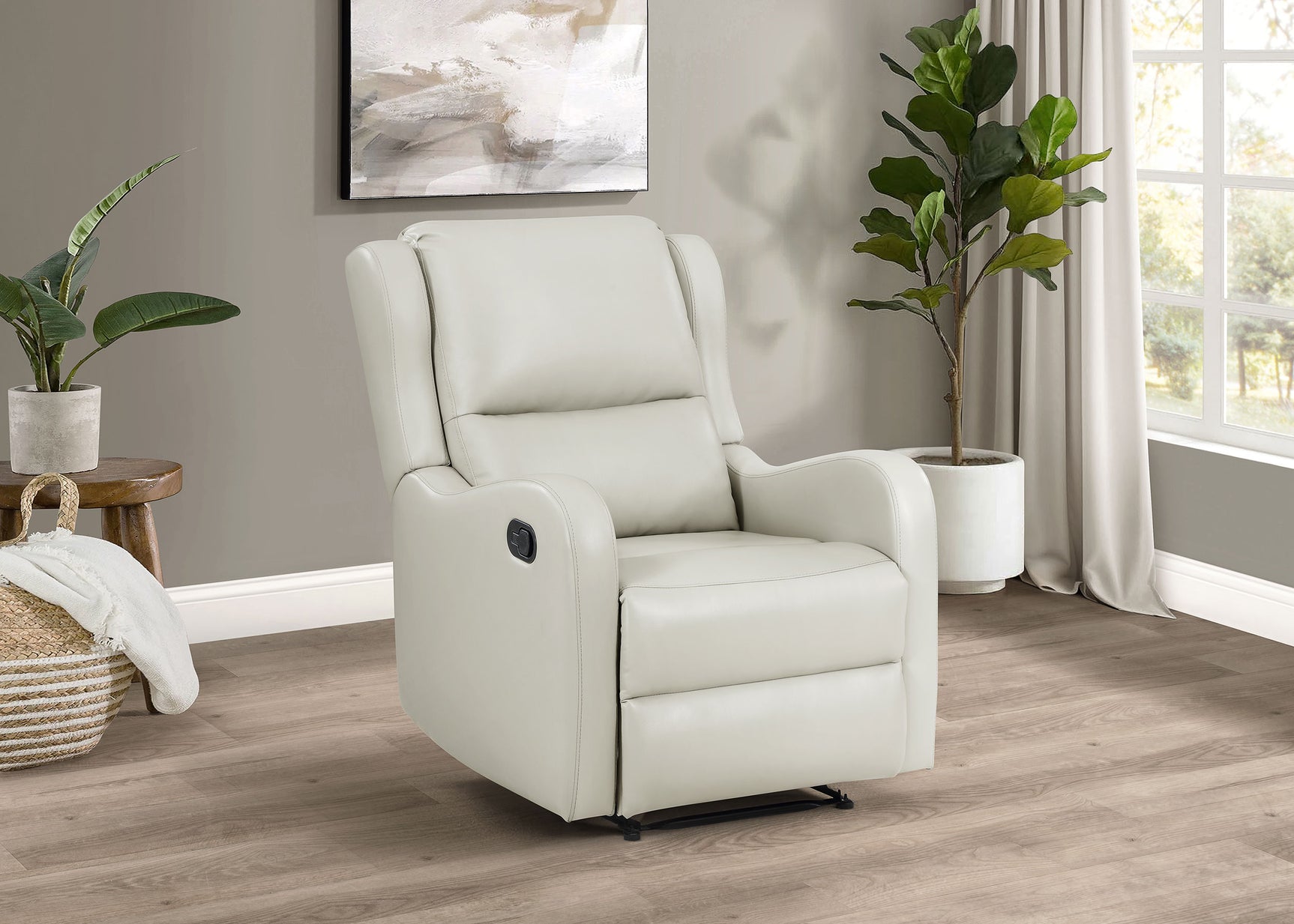 Kelsey Upholstered English Arm Recliner Chair Ivory - Tampa Furniture Outlet
