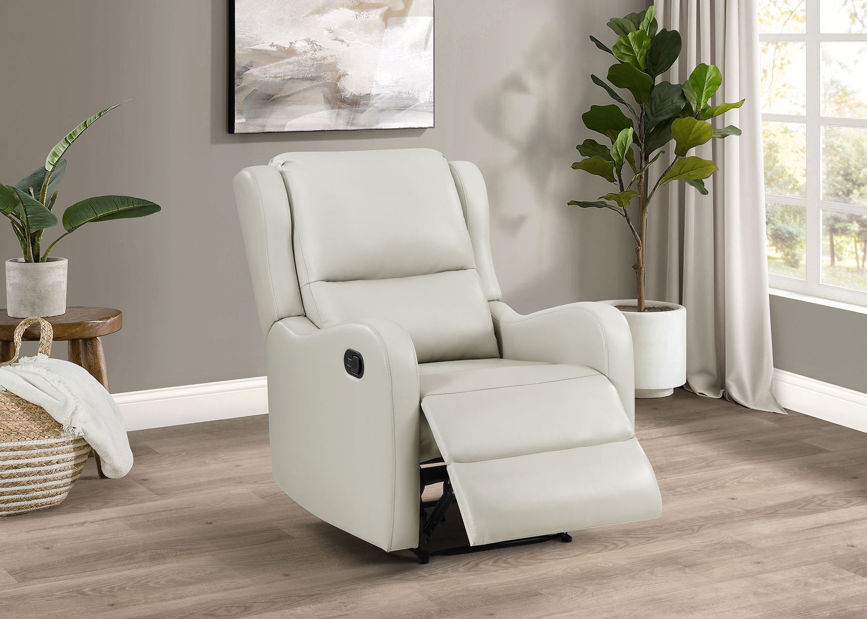 Kelsey Upholstered English Arm Recliner Chair Ivory - Tampa Furniture Outlet