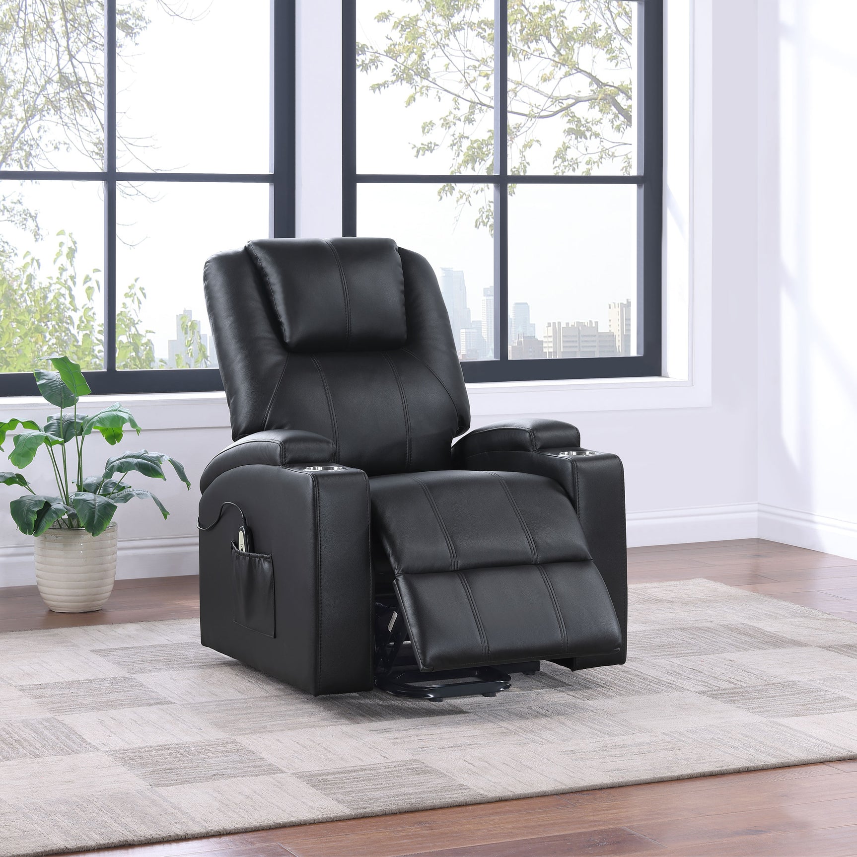 Armstrong Upholstered Power Lift Massage Recliner Espresso - Tampa Furniture Outlet