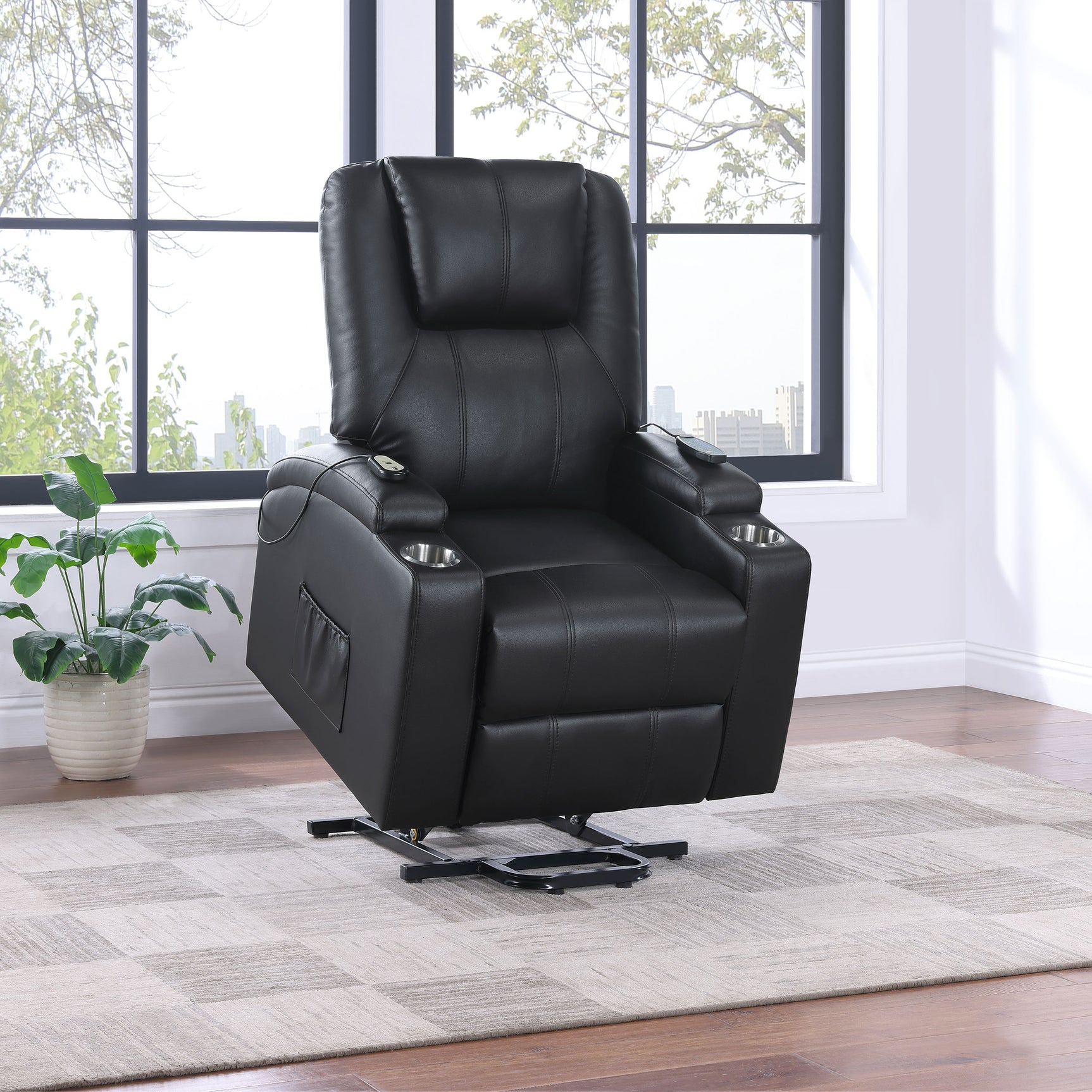Armstrong Upholstered Power Lift Massage Recliner Espresso - Tampa Furniture Outlet