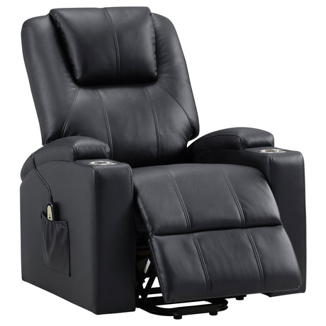 Tampa Furniture Outlet - Coaster - Armstrong Upholstered Power Lift Massage Recliner Espresso - 609475P