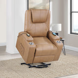 Armstrong Upholstered Power Lift Massage Recliner Camel - Tampa Furniture Outlet
