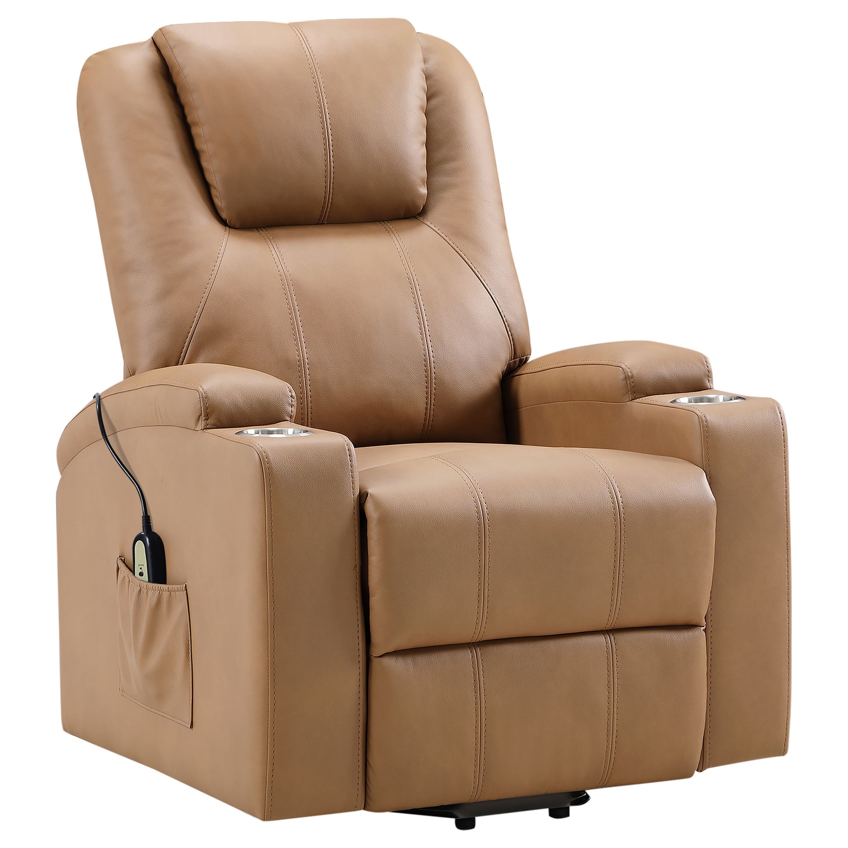 Armstrong Upholstered Power Lift Massage Recliner Camel - Tampa Furniture Outlet