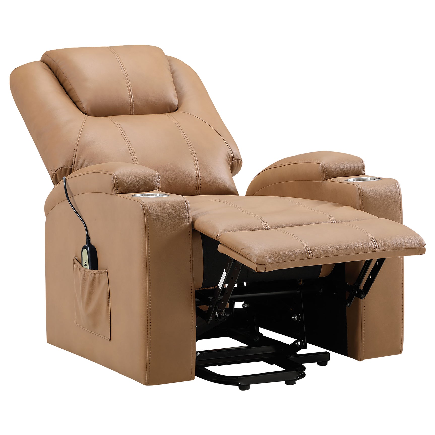 Armstrong Upholstered Power Lift Massage Recliner Camel - Tampa Furniture Outlet