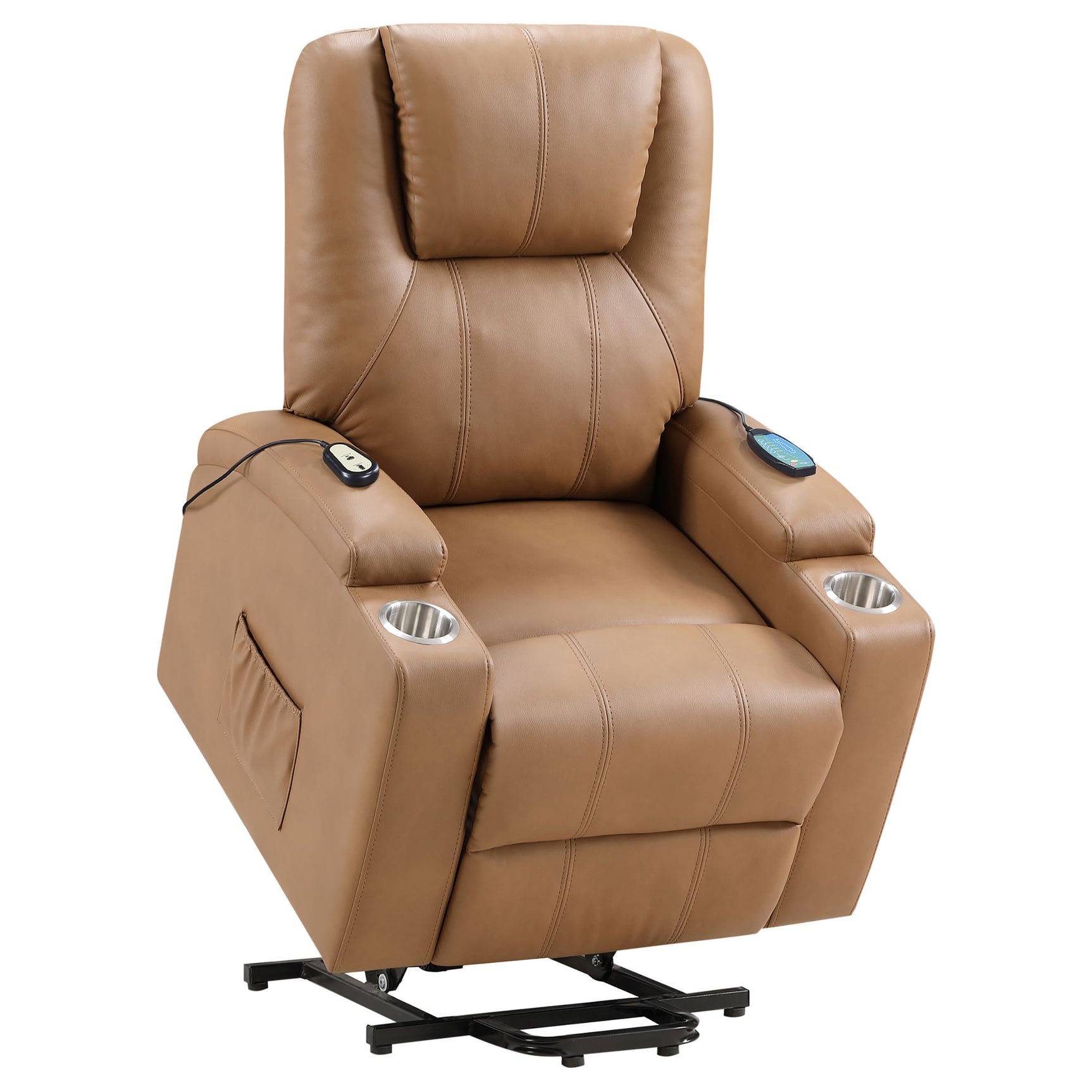 Armstrong Upholstered Power Lift Massage Recliner Camel - Tampa Furniture Outlet