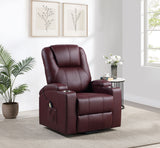 Armstrong Upholstered Power Lift Massage Recliner Wine - Tampa Furniture Outlet