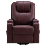 Armstrong Upholstered Power Lift Massage Recliner Wine - Tampa Furniture Outlet