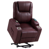 Armstrong Upholstered Power Lift Massage Recliner Wine - Tampa Furniture Outlet