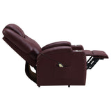 Armstrong Upholstered Power Lift Massage Recliner Wine - Tampa Furniture Outlet