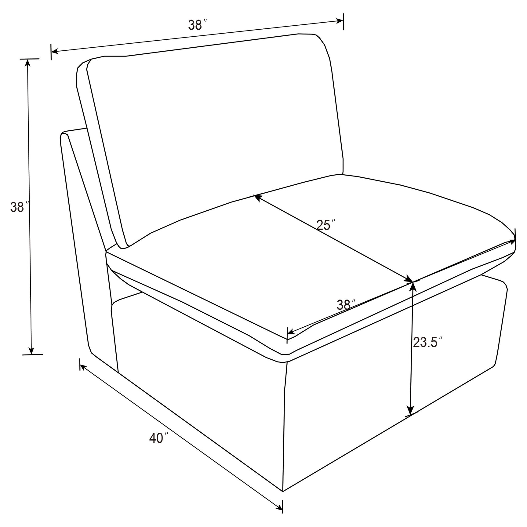 Collins Modular Armless Chair Dark Grey - Tampa Furniture Outlet