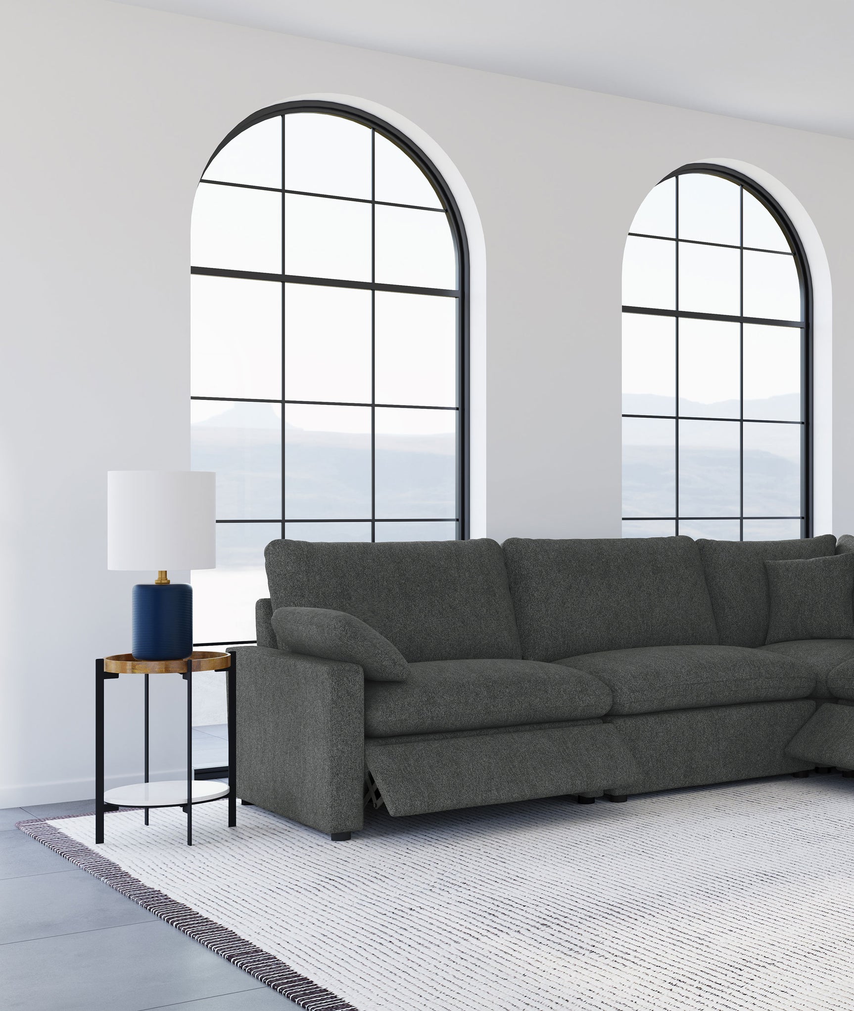 Collins Modular Power Armless Recliner Dark Grey - Tampa Furniture Outlet