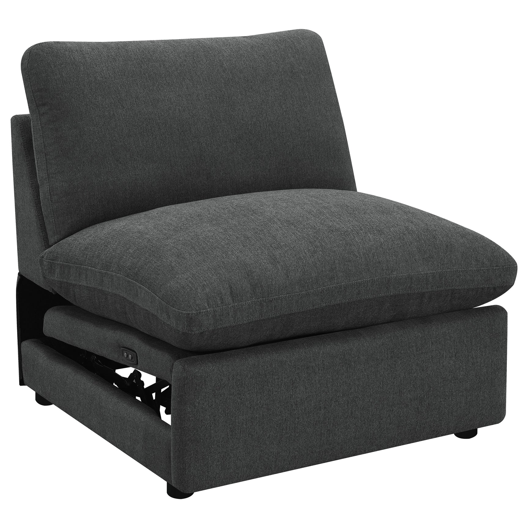 Tampa Furniture Outlet - Coaster - Collins Modular Power Armless Recliner Dark Grey - 609530ARP