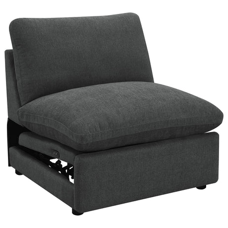 Tampa Furniture Outlet - Coaster - Collins Modular Power Armless Recliner Dark Grey - 609530ARP