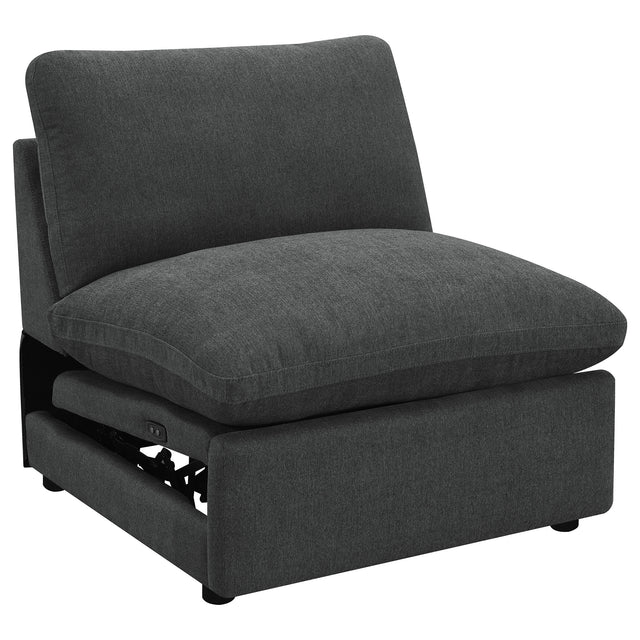 Tampa Furniture Outlet - Coaster - Collins Modular Power Armless Recliner Dark Grey - 609530ARP