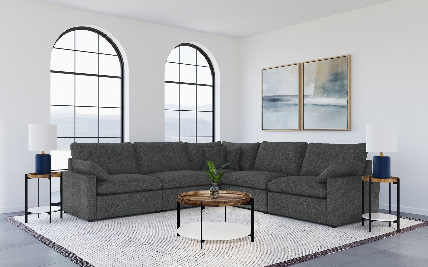 Collins Modular Power Armless Recliner Dark Grey - Tampa Furniture Outlet