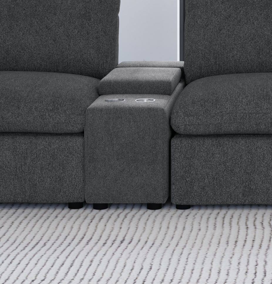 Collins Upholstered Modular Storage Console Dark Grey - Tampa Furniture Outlet