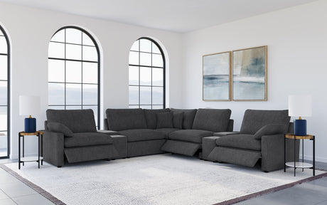 Collins 7-piece Modular Power Reclining Sectional Dark Grey - Tampa Furniture Outlet