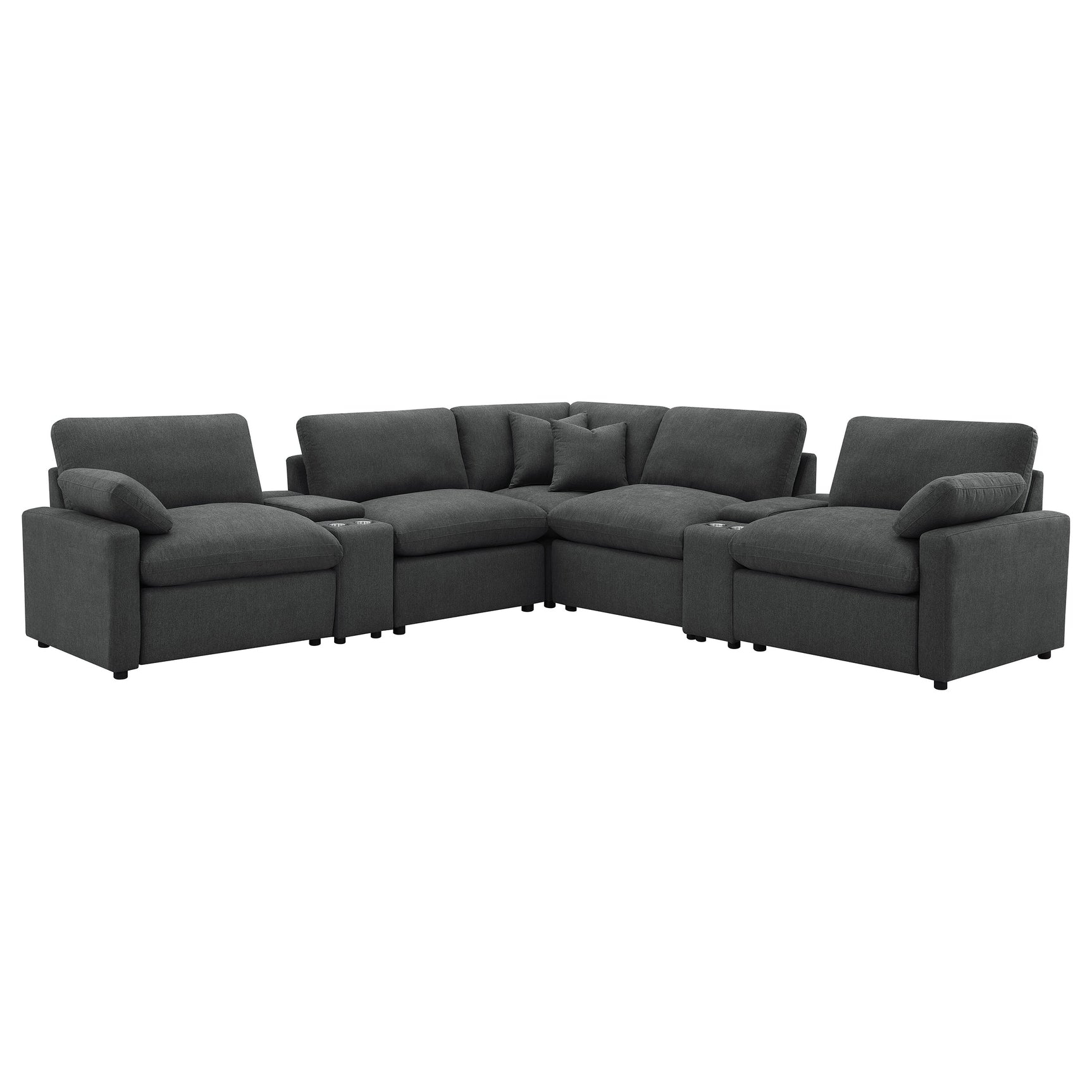 Collins 7-piece Modular Power Reclining Sectional Dark Grey - Tampa Furniture Outlet