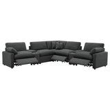 Collins 7-piece Modular Power Reclining Sectional Dark Grey - Tampa Furniture Outlet