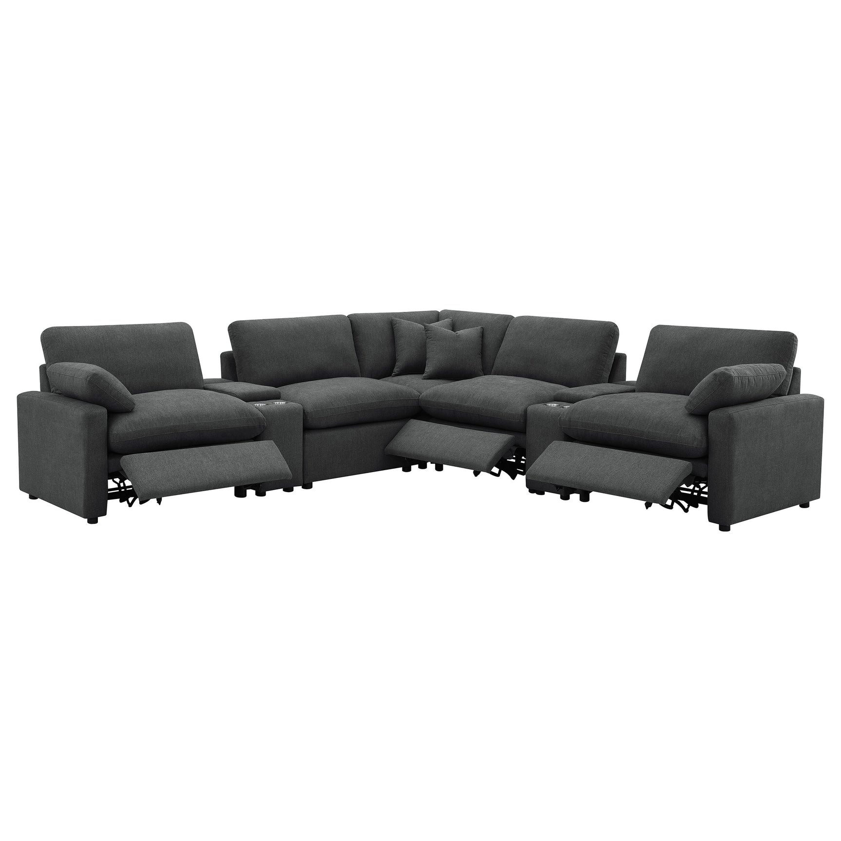 Collins 7-piece Modular Power Reclining Sectional Dark Grey - Tampa Furniture Outlet