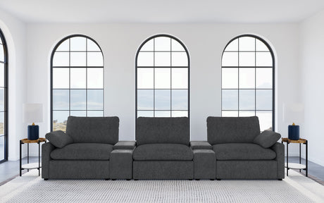 Collins 5-Piece Power Reclining Home Theater Seating Dark Grey - Tampa Furniture Outlet