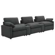 Tampa Furniture Outlet - Coaster - Collins 5-Piece Power Reclining Home Theater Seating Dark Grey - 609531PT