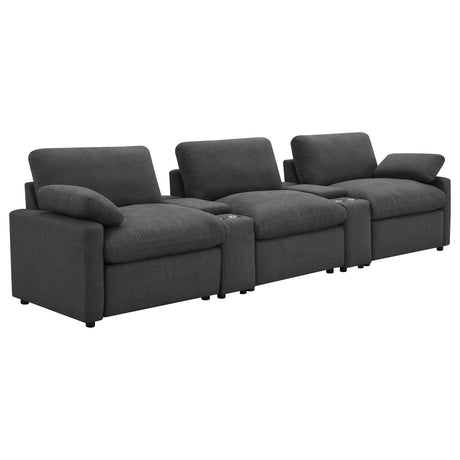 Tampa Furniture Outlet - Coaster - Collins 5-Piece Power Reclining Home Theater Seating Dark Grey - 609531PT