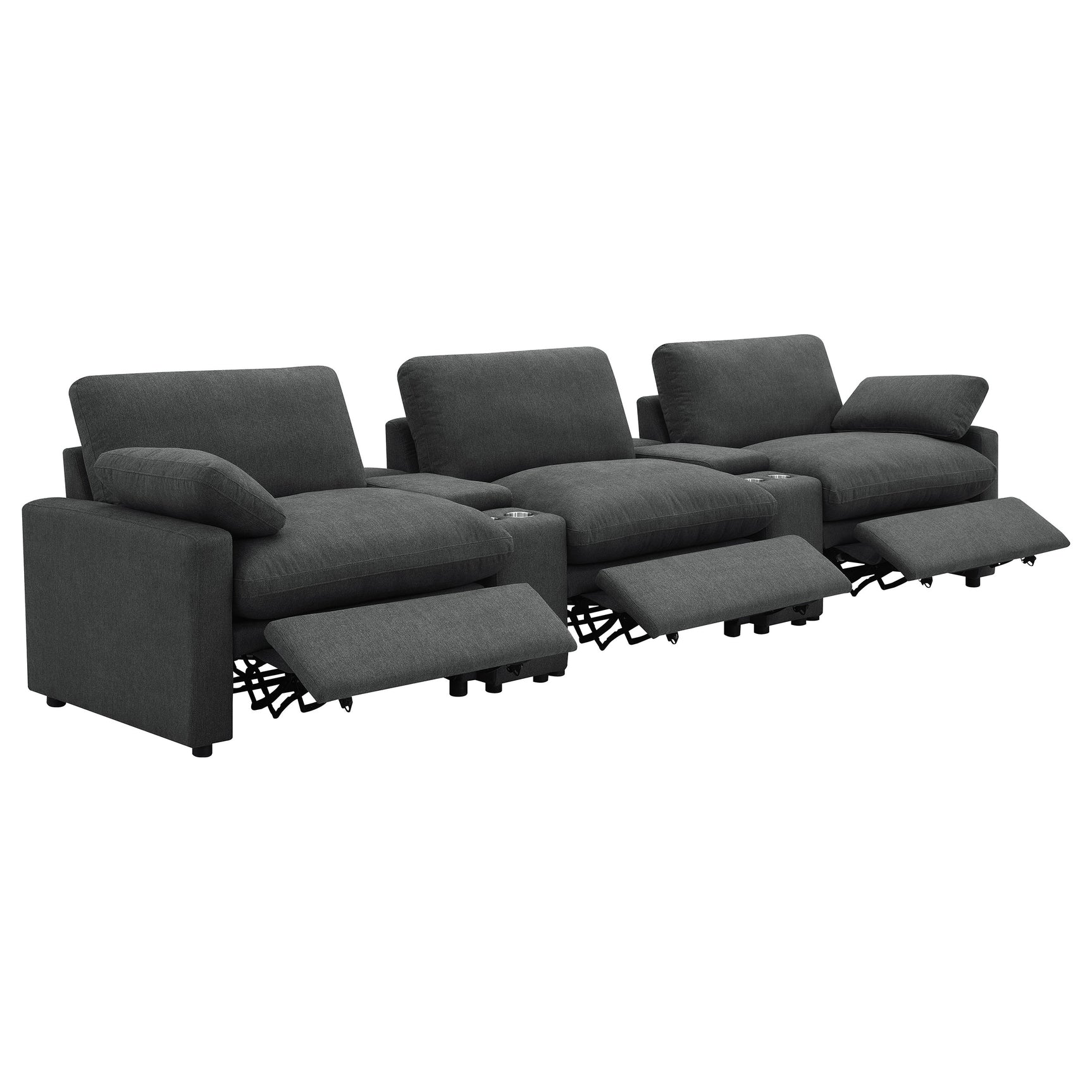 Collins 5-Piece Power Reclining Home Theater Seating Dark Grey - Tampa Furniture Outlet