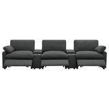 Collins 5-Piece Power Reclining Home Theater Seating Dark Grey - Tampa Furniture Outlet