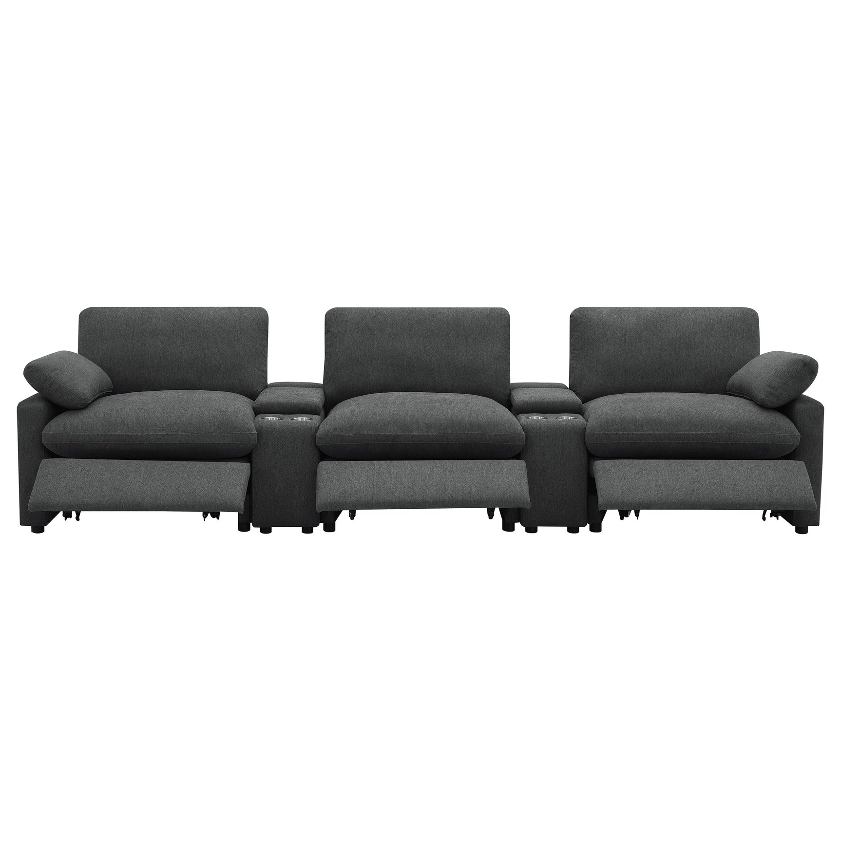 Collins 5-Piece Power Reclining Home Theater Seating Dark Grey - Tampa Furniture Outlet